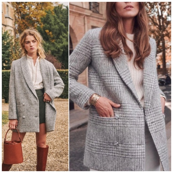 SÉZANE アイボリー ウール　ダブルブレストジャケット サイズ38 SÉZANE アイボリー ウールダブルブレストジャケット サイズ38